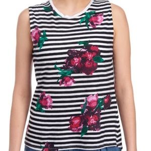FRENCH CONNECTION Floral Stripe Print Tank